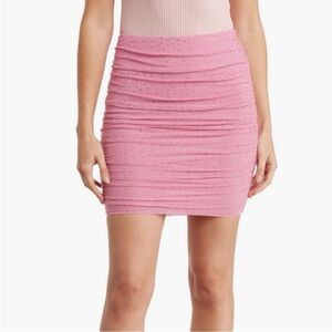 AFRM Dasani Rhinestone Dotted Ruched Miniskirt Large